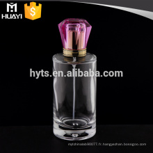 bouteille de parfum en verre de forme ronde 50ml avec bouchon rose